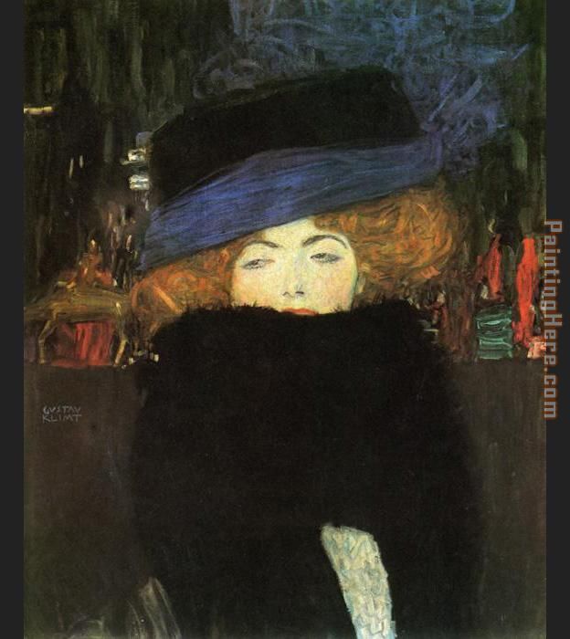 Gustav Klimt lady with hat and feather boa